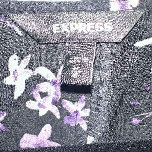 Express Black Floral Print Long Sleeve Wrap - Size M - Picture 7 of 7